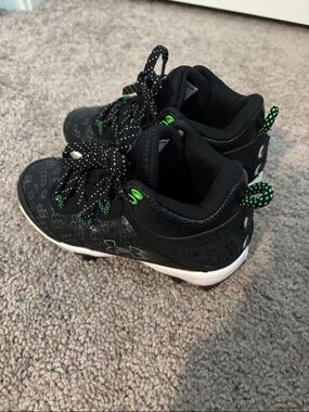 Kids Black and Green Athletic Cleats